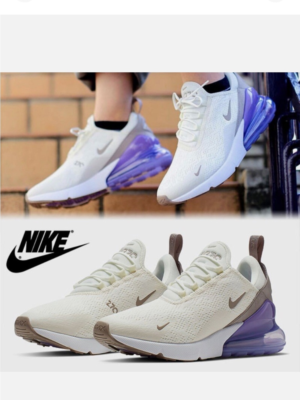 Nike Air Max 270 Sail Pumice Space Purple Lilac White